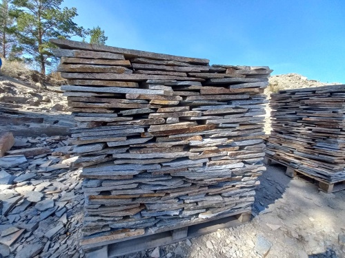 Плитняк златолит серебристый для фасада купить в Симе